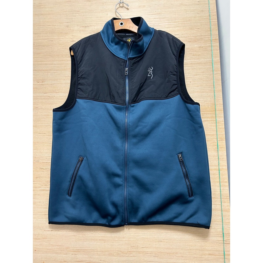 Browning Vest Men's Blue Black Full Zip Puffer Quilted Outdoor Gilet Size XL